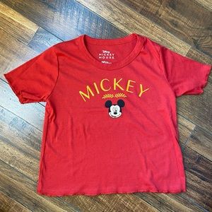 Disney Red Mickey Mouse Crop T-shirt